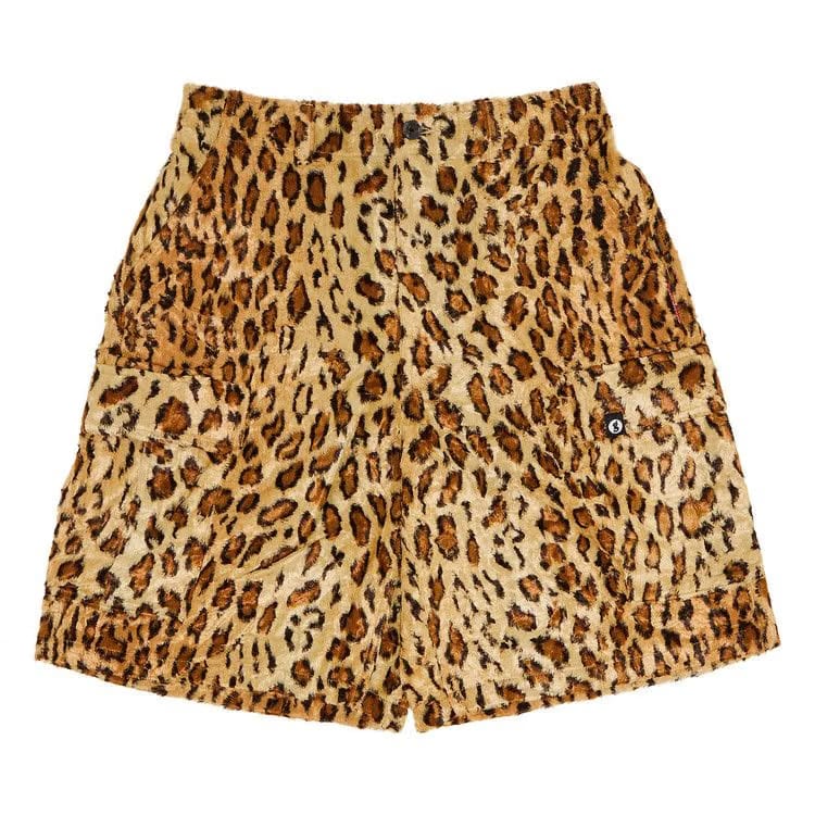 Supreme x Goodenough Crushed Rayon Pile Cargo Shorts Leopard