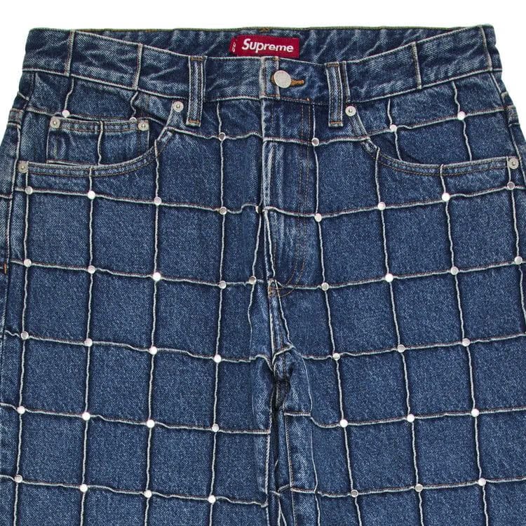 Supreme Studded Seam Loose Fit Jean Blue