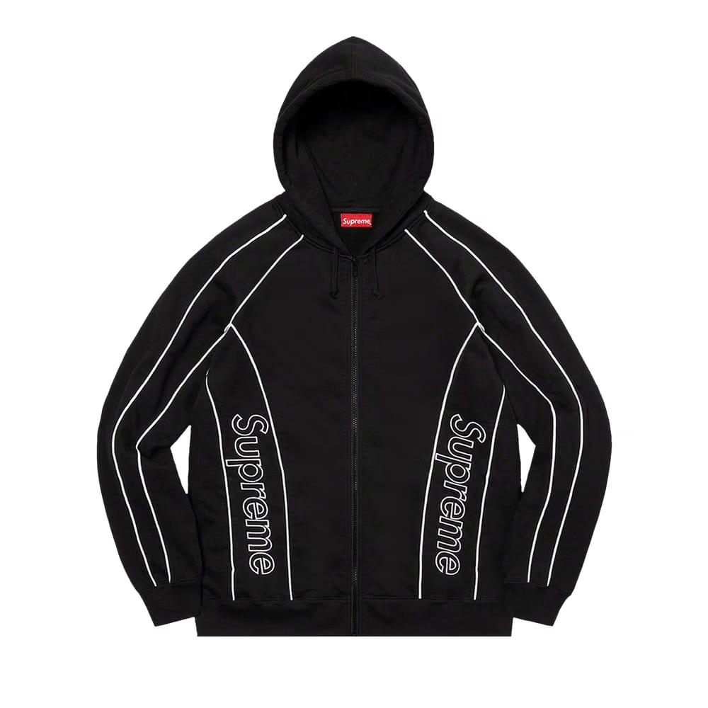 Supreme Track Paneled Zip Up Hoodie Black
