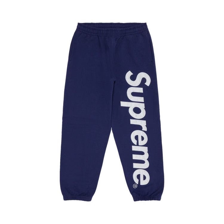 Supreme Satin Appliqué Sweatpant Washed Navy