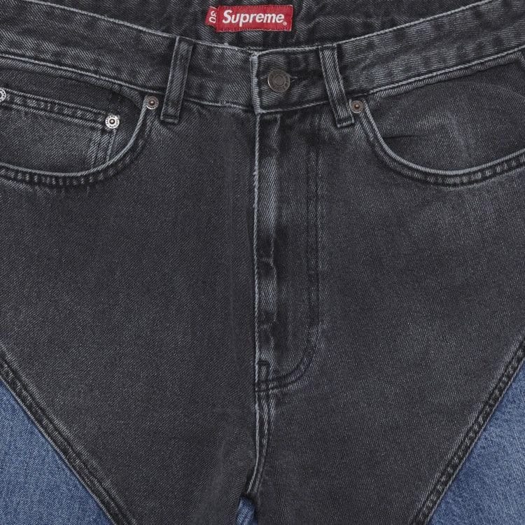 Supreme 2-Tone Paneled Jean Black