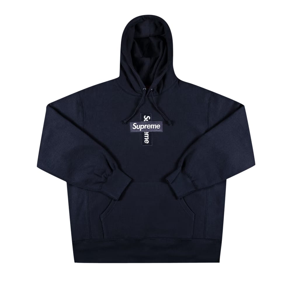Supreme Cross Box Logo Hoodie Navy
