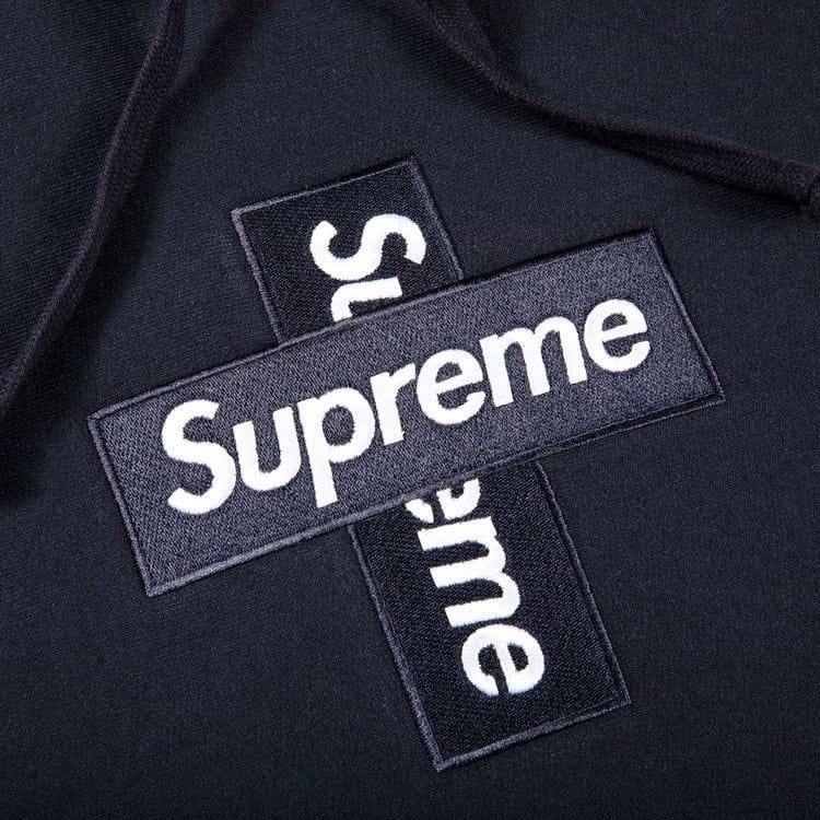 Supreme Cross Box Logo Hoodie Navy