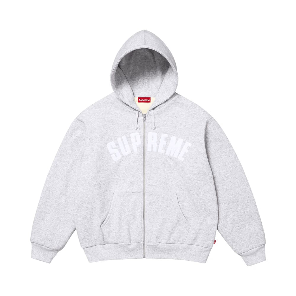 Supreme Arc Thermal Lined Zip Up Hoodie Ash Grey