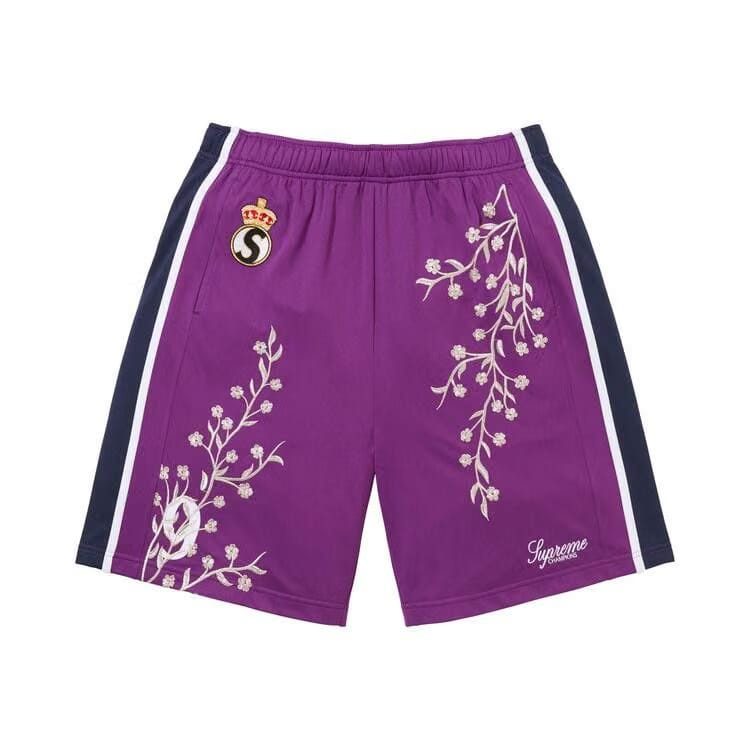 Supreme Floral Soccer Shorts Purple
