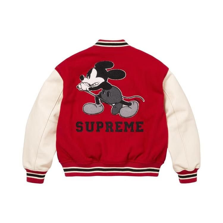 Supreme x Number (N)Ine x Mickey Mouse Varsity Jacket Red