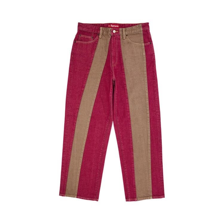 Supreme Paneled Stripe Baggy Jean Red