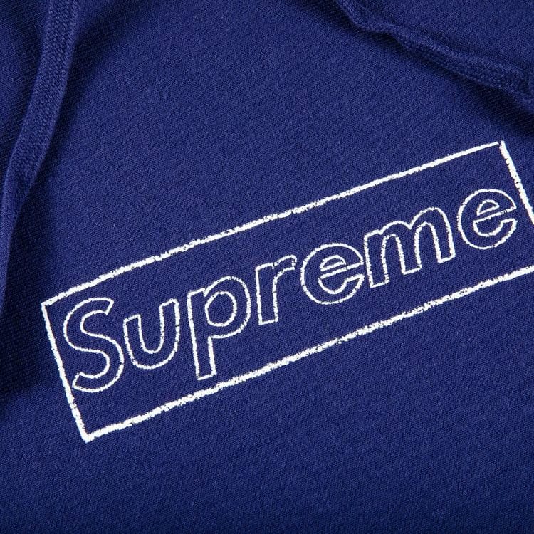 Supreme x KAWS Chalk Logo Hoodie Washed Navy