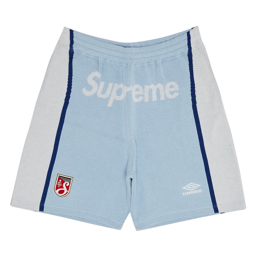 Supreme x Umbro Knit Soccer Shorts Light Blue