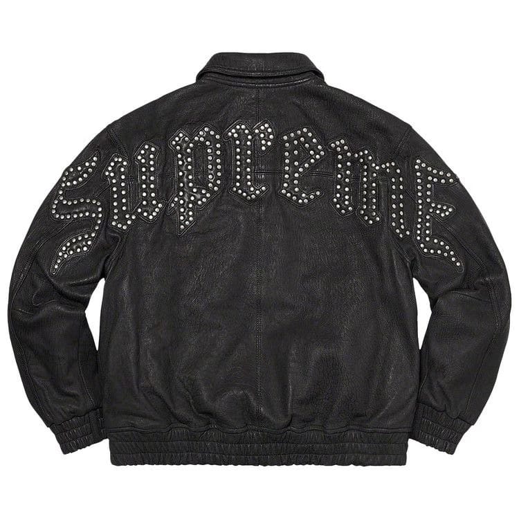 Supreme Pebbled Leather Varsity Jacket Black