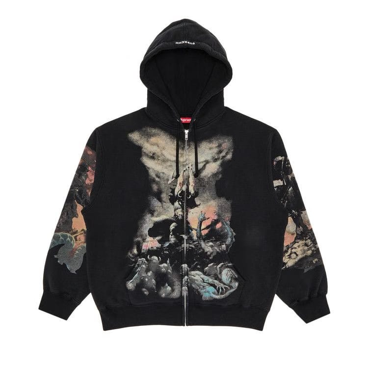 Supreme x Frank Frazetta Zip Up Hoodie Black