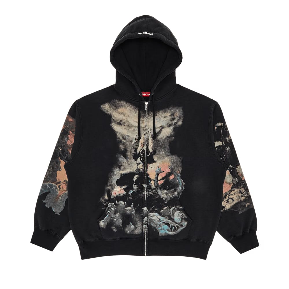 Supreme x Frank Frazetta Zip Up Hoodie Black