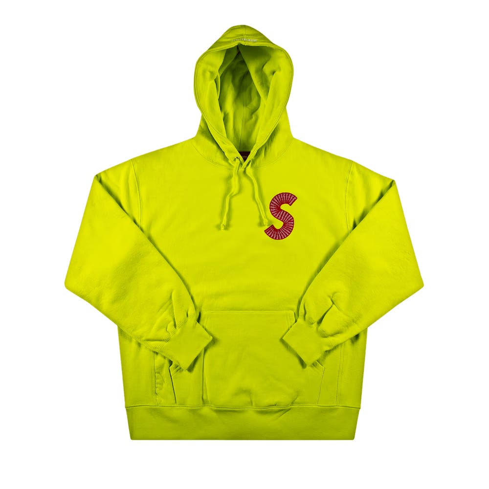 Supreme S Logo Hoodie Acid Green