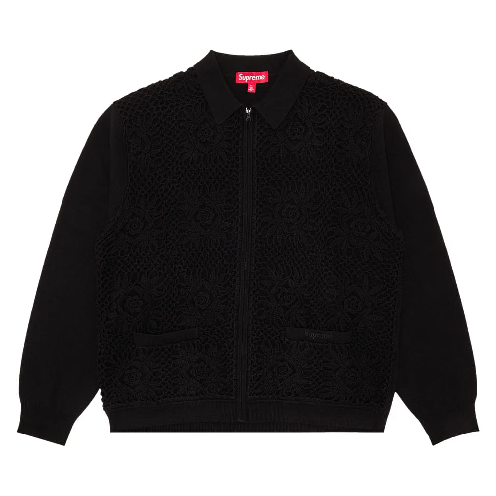 Supreme Crochet Zip Up Cardigan Black