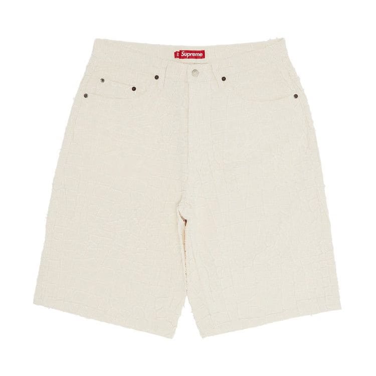 Supreme Frayed Croc Baggy Denim Shorts Natural