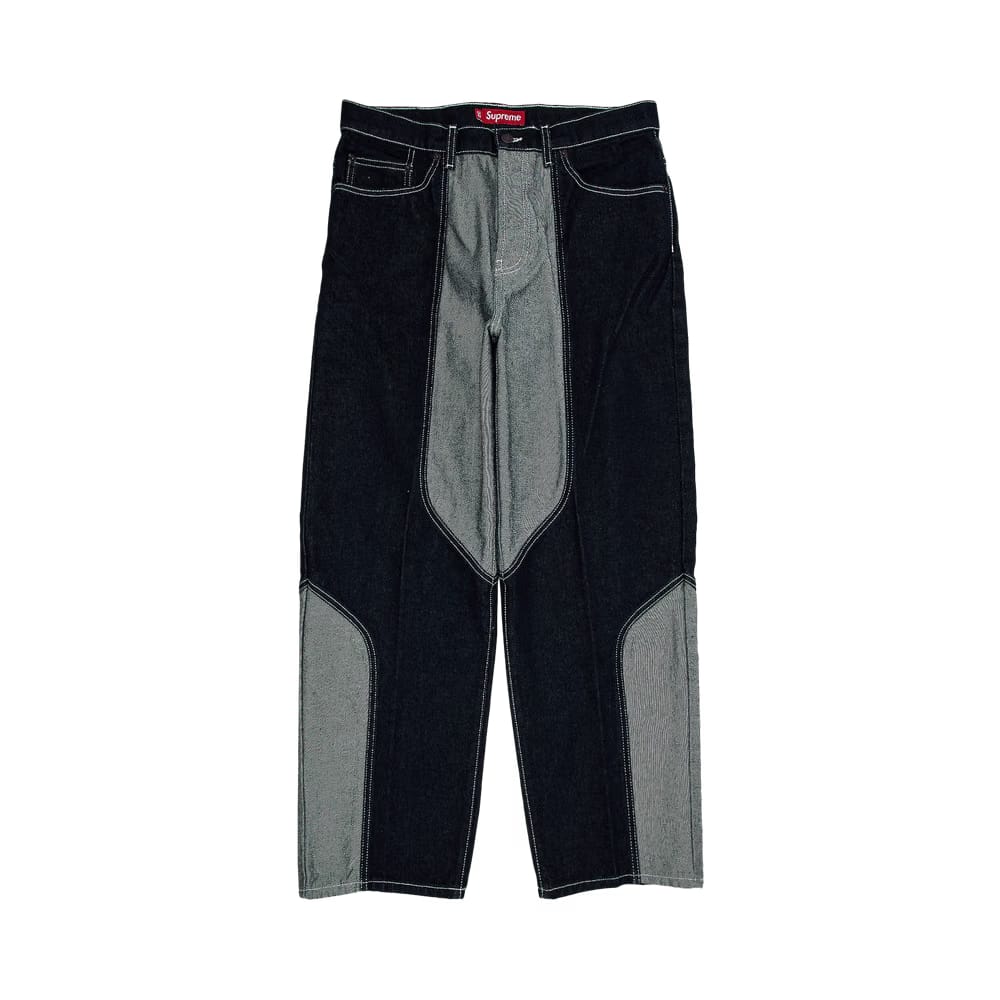 Supreme 2-Tone Paneled Baggy Jean Blue