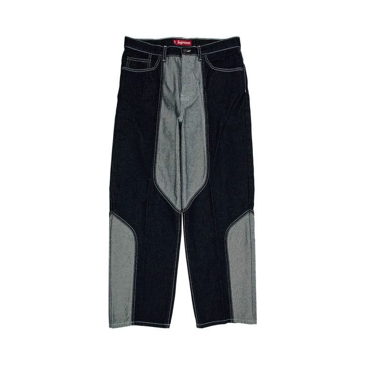 Supreme 2-Tone Paneled Baggy Jean Blue