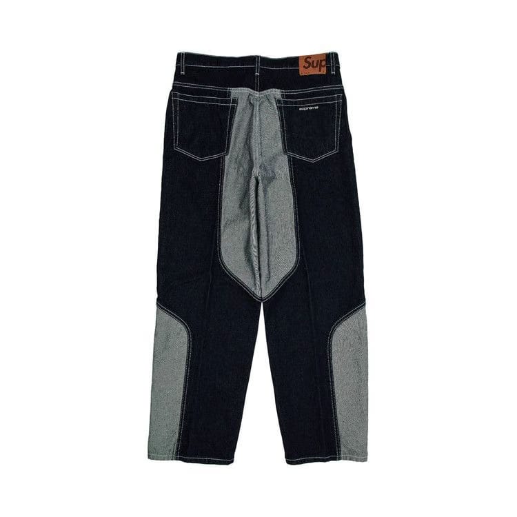 Supreme 2-Tone Paneled Baggy Jean Blue