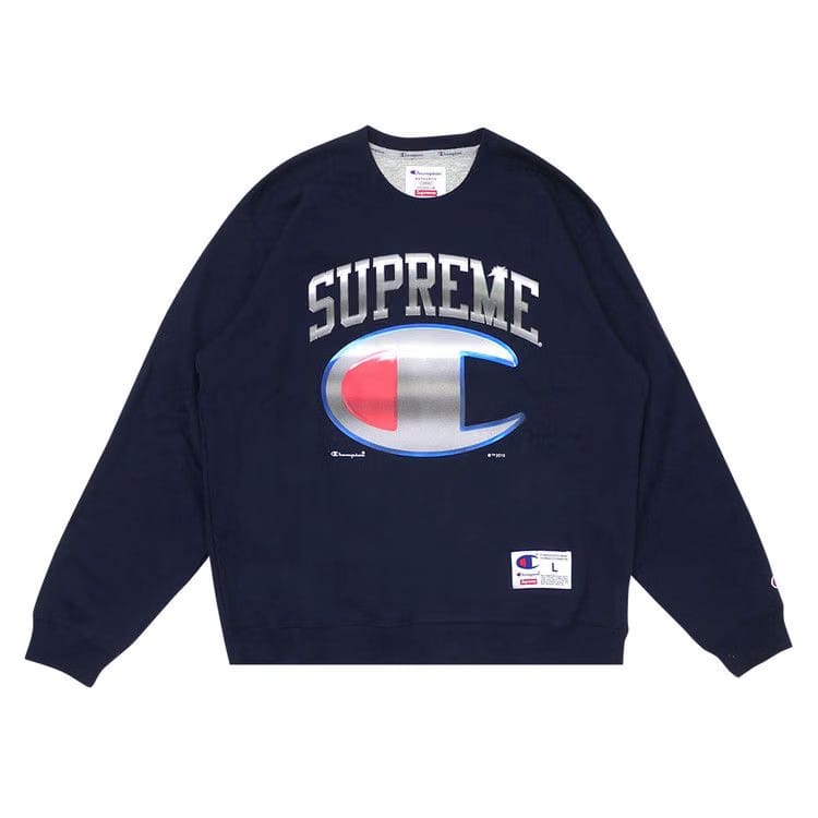 Supreme x Champion Chrome Crewneck Navy