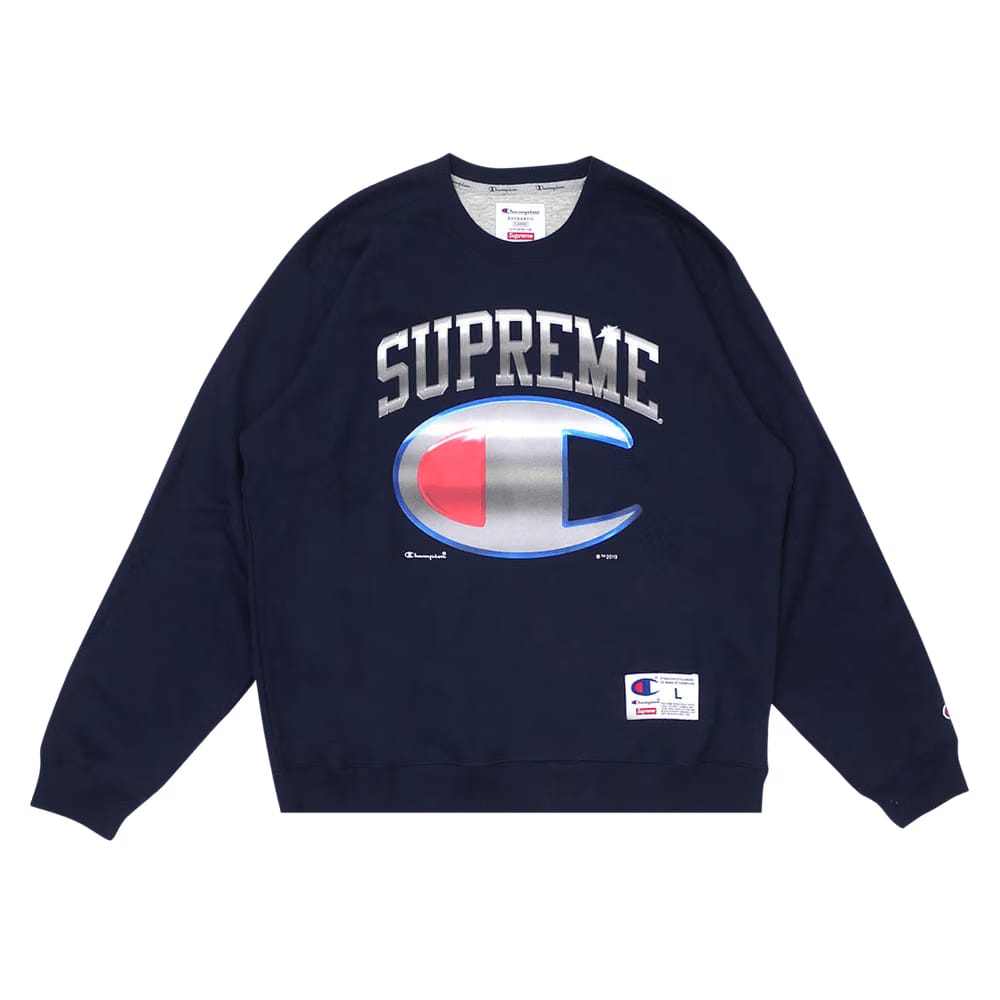 Supreme x Champion Chrome Crewneck Navy