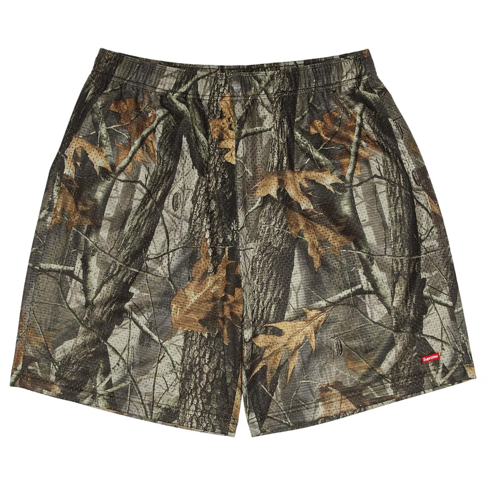 Supreme Small Box Baggy Mesh Shorts Realtree Hardwoods Camo