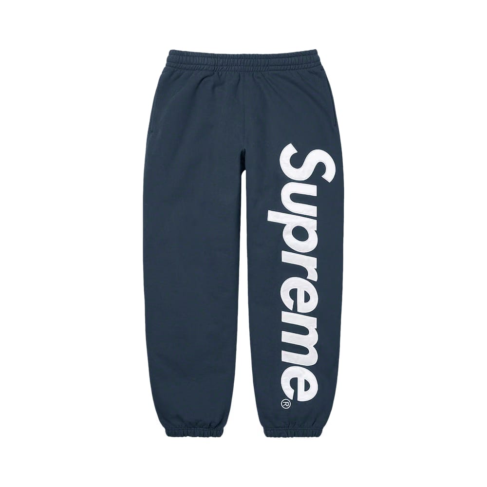 Supreme Satin Appliqué Sweatpant Navy