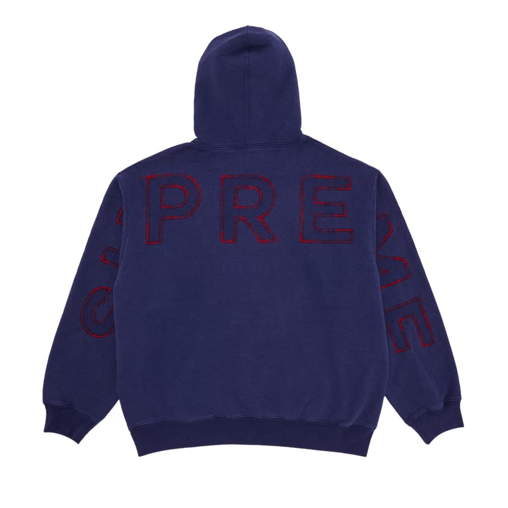 Supreme Frayed Hoodie Washed Navy