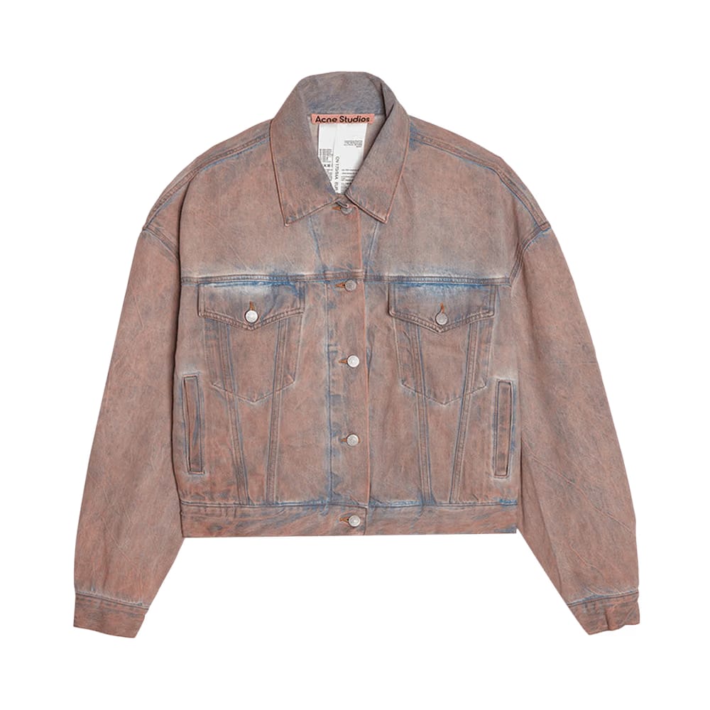 Acne Studios Morris Crop Overfit Denim Jacket Light Blue/Pink