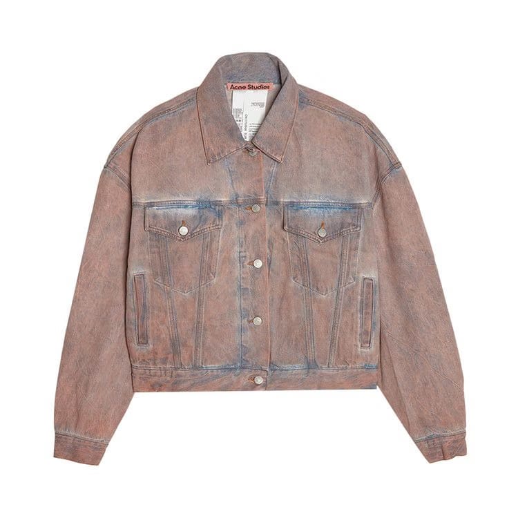 Acne Studios Morris Crop Overfit Denim Jacket Light Blue/Pink