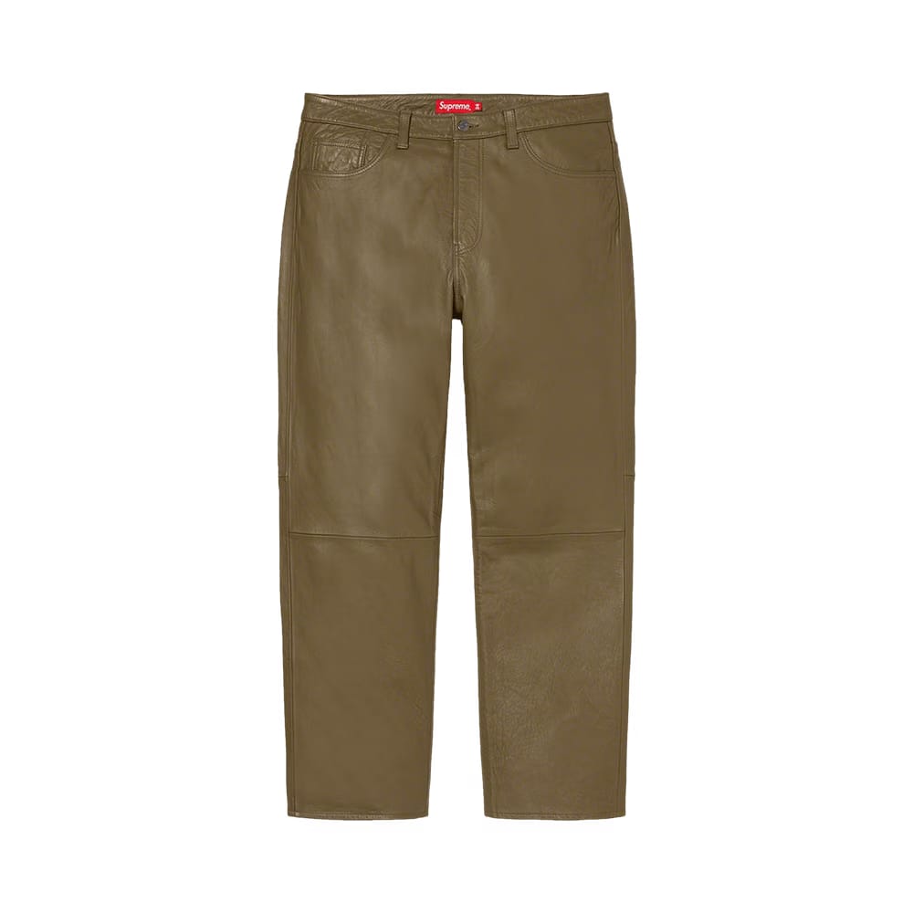 Supreme Leather 5-Pocket Jean Olive