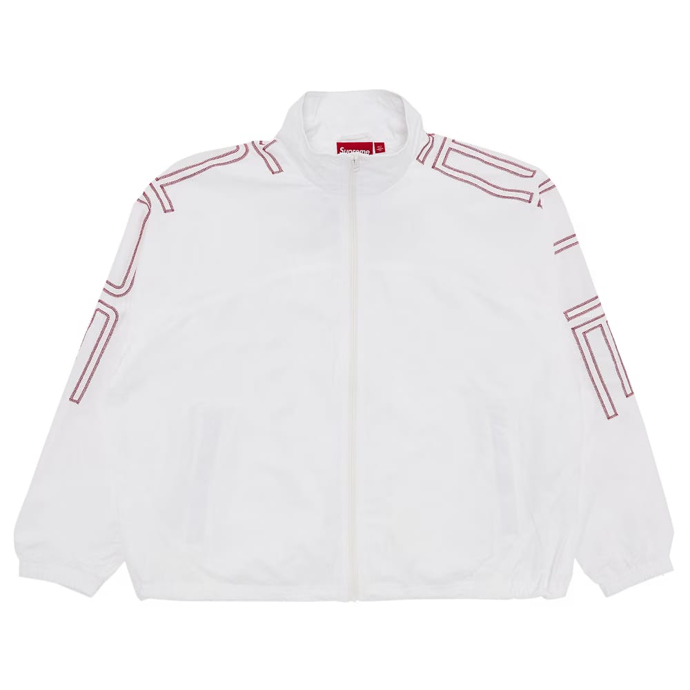 Supreme Spellout Embroidered Track Jacket White