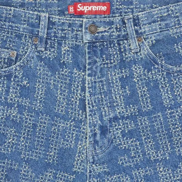 Supreme Needle Punch Regular Jean Washed Blue