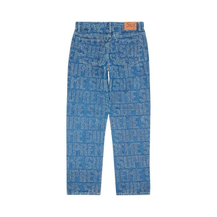 Supreme Needle Punch Regular Jean Washed Blue