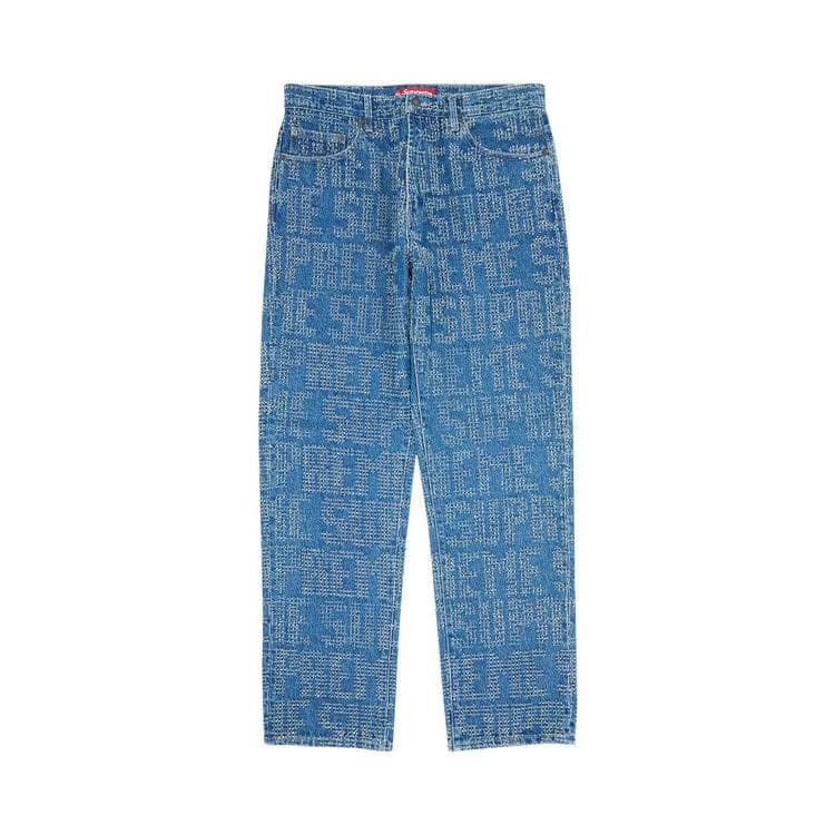 Supreme Needle Punch Regular Jean Washed Blue
