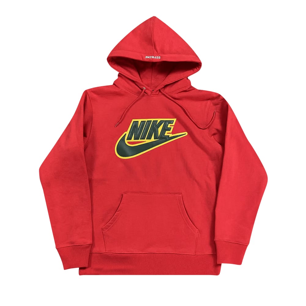 Supreme x Nike Leather Appliqué Hoodie Red Red