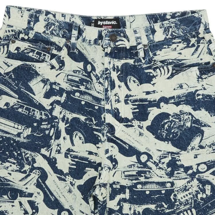 Supreme x HYSTERIC GLAMOUR Cars Baggy Jean Washed Indigo