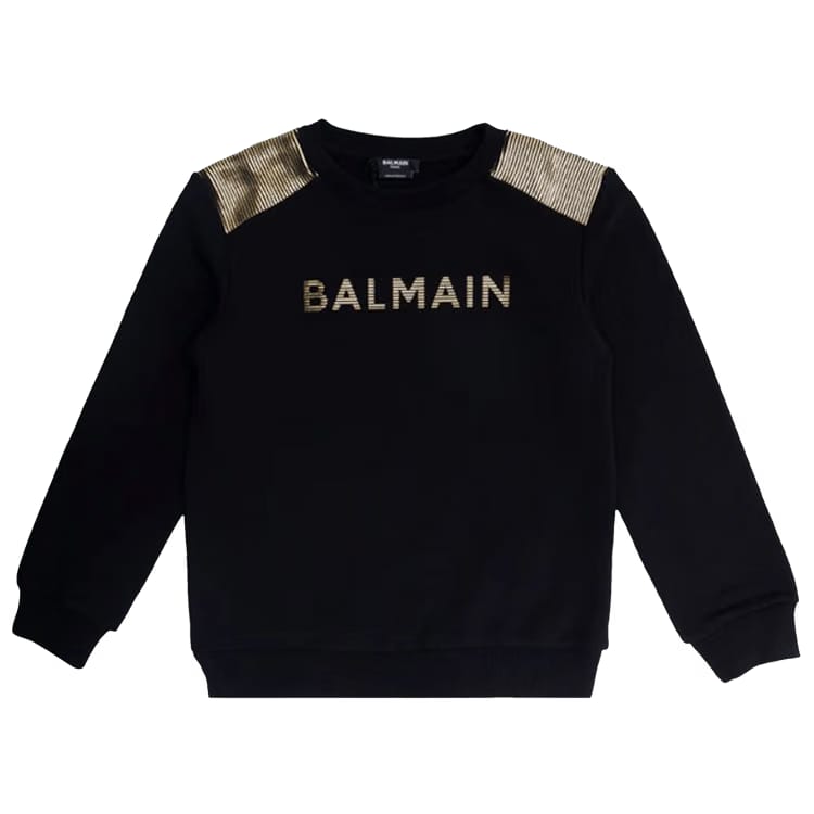 Balmain Kids Logo Printed Crewneck Sweatshirt Black