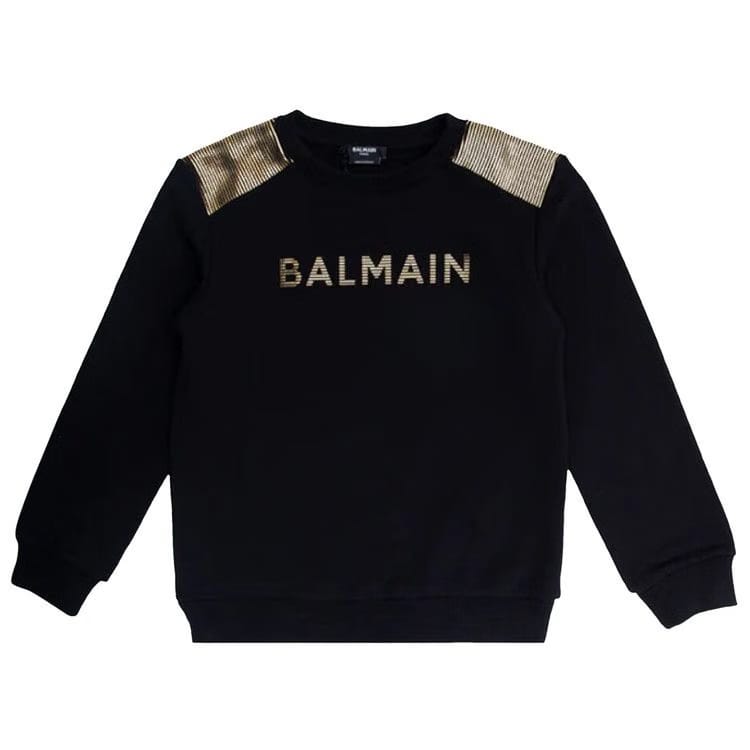 Balmain Kids Logo Printed Crewneck Sweatshirt Black