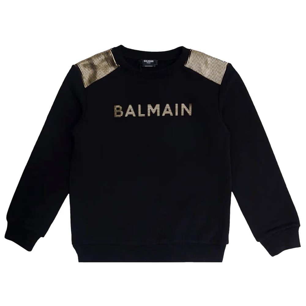 Balmain Kids Logo Printed Crewneck Sweatshirt Black