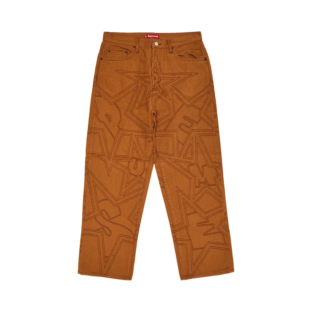 Supreme Stars Topstitch Baggy Jean Brown