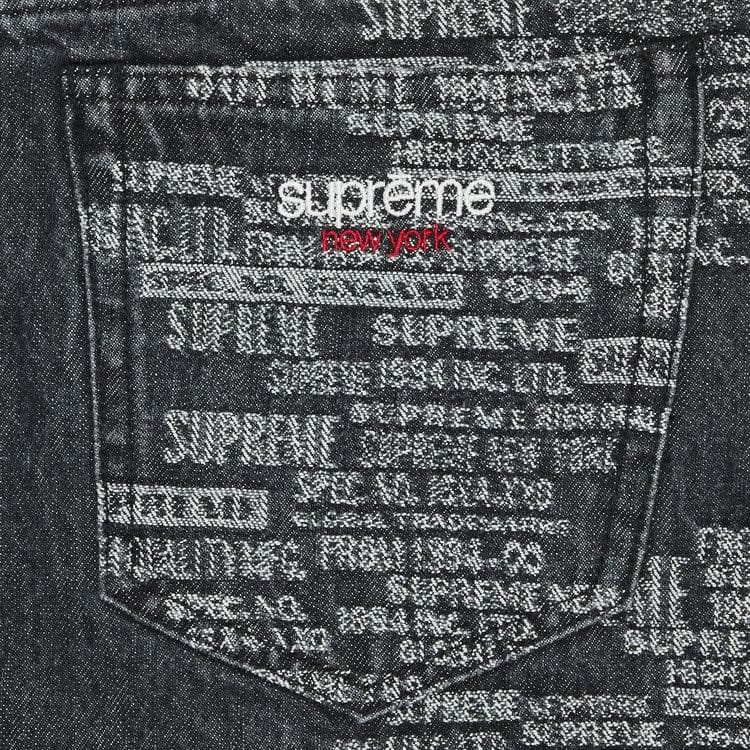 Supreme Trademark Jacquard Baggy Jean Washed Black