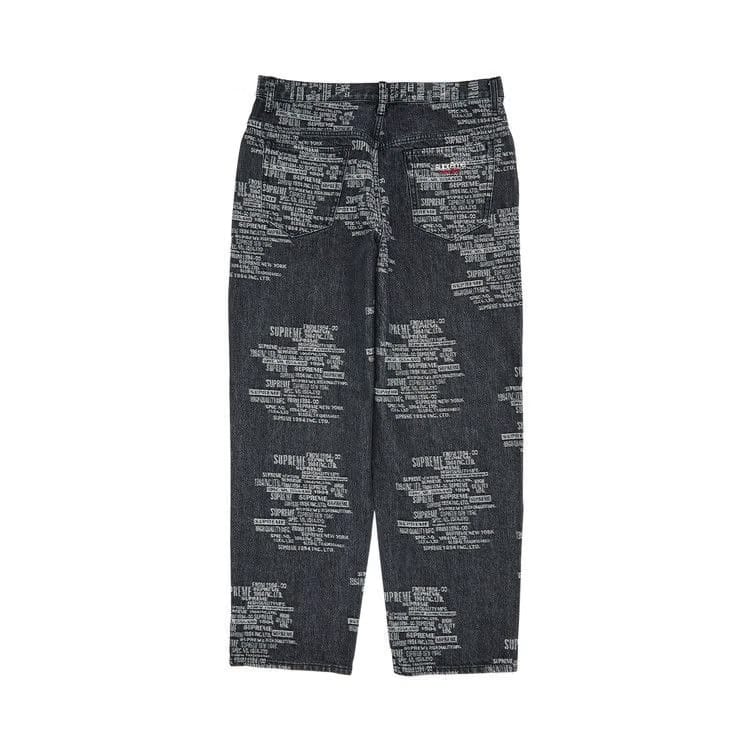 Supreme Trademark Jacquard Baggy Jean Washed Black
