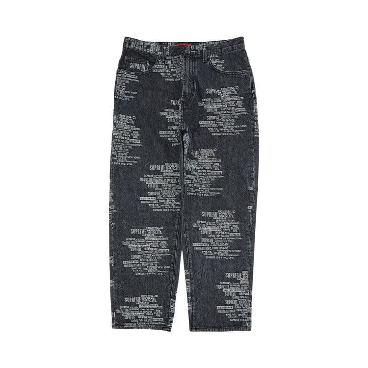 Supreme Trademark Jacquard Baggy Jean Washed Black