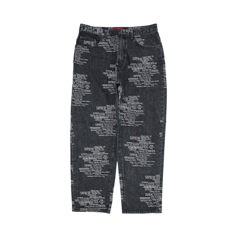 Supreme Trademark Jacquard Baggy Jean Washed Black