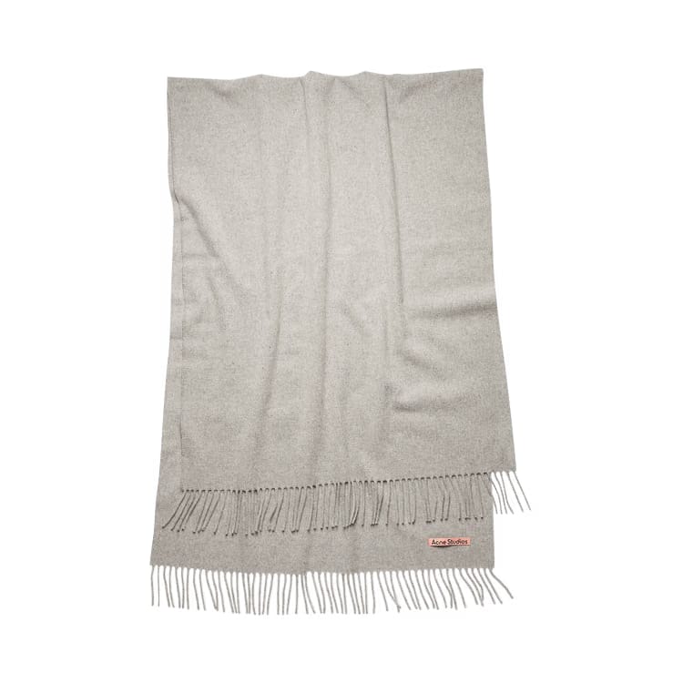Acne Studios Fringe Wool Scarf Light Grey Melange