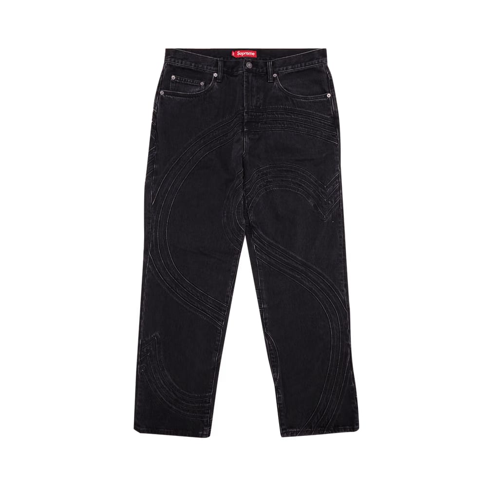 Supreme S Logo Loose Fit Jean Washed Black