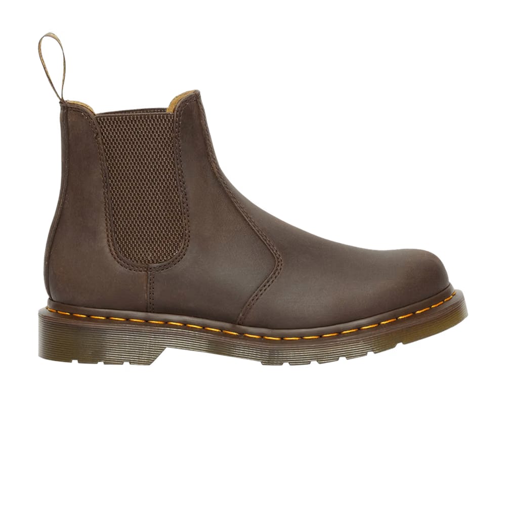 Dr. Martens 2976 Yellow Stitch Crazy Horse Leather Chelsea Boot Dark Brown