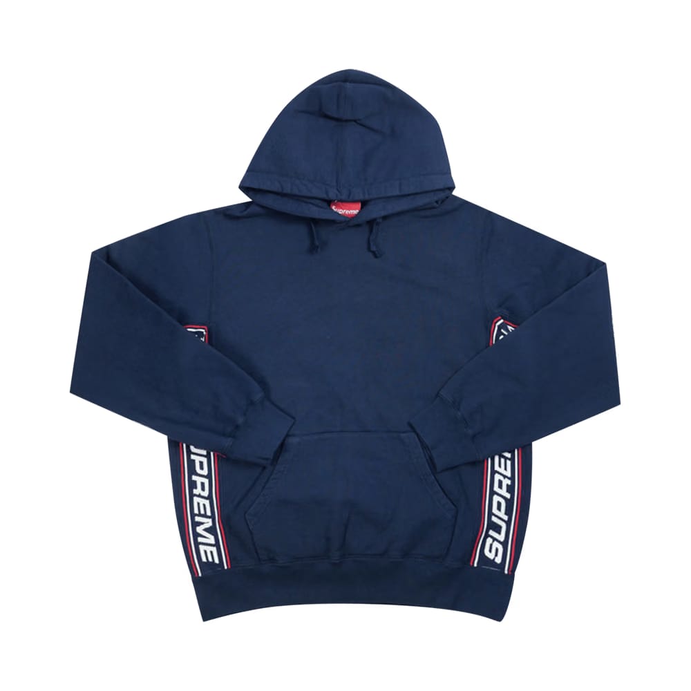 Supreme Text Rib Hoodie Navy