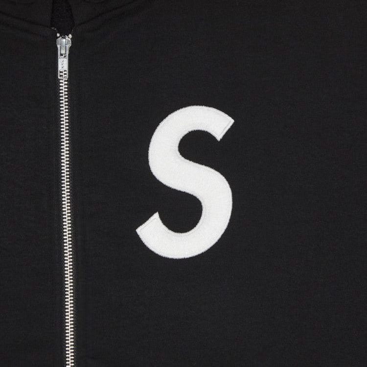Supreme S Logo Zip Up Hoodie Black