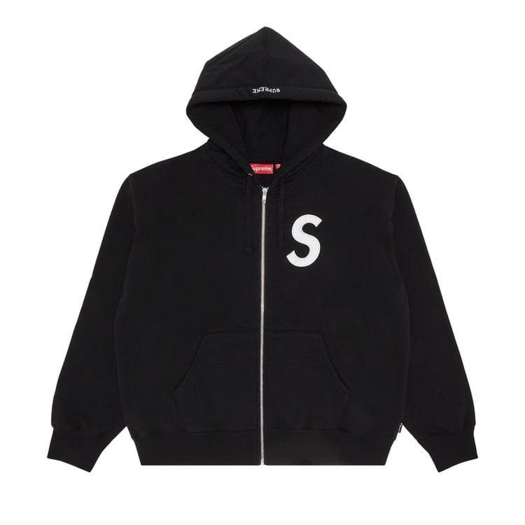 Supreme S Logo Zip Up Hoodie Black
